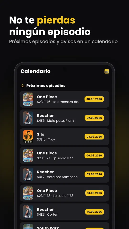 Calendario de próximos capítulos